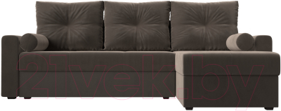 Диван угловой Лига Диванов Верона лайт правый (велюр коричневый)