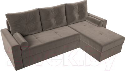 Диван угловой Лига Диванов Верона лайт правый (велюр коричневый)