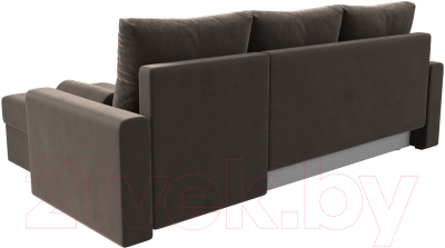Диван угловой Лига Диванов Верона лайт правый (велюр коричневый)