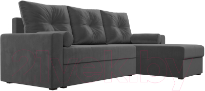 Диван угловой Лига Диванов Верона лайт правый (велюр серый)