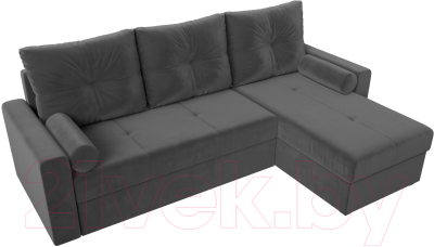 Диван угловой Лига Диванов Верона лайт правый (велюр серый)