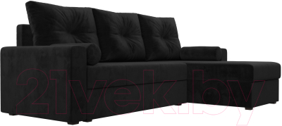 Диван угловой Лига Диванов Верона лайт правый (велюр черный)