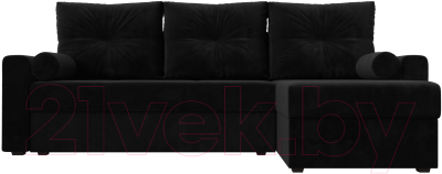 Диван угловой Лига Диванов Верона лайт правый (велюр черный)
