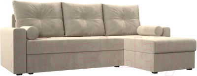 Диван угловой Лига Диванов Верона лайт правый (микровельвет бежевый) - фото
