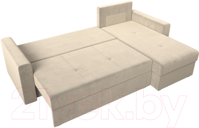 Диван угловой Лига Диванов Верона лайт правый (микровельвет бежевый)