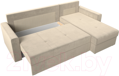 Диван угловой Лига Диванов Верона лайт правый (микровельвет бежевый)