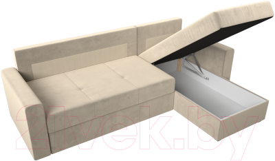 Диван угловой Лига Диванов Верона лайт правый (микровельвет бежевый)