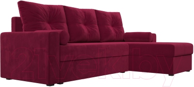Диван угловой Лига Диванов Верона лайт правый (микровельвет бордовый)