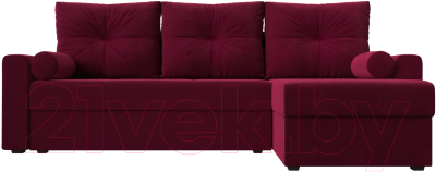 Диван угловой Лига Диванов Верона лайт правый (микровельвет бордовый)