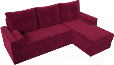 Диван угловой Лига Диванов Верона лайт правый (микровельвет бордовый)