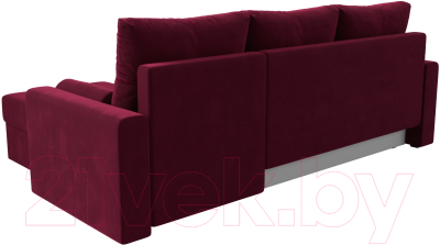 Диван угловой Лига Диванов Верона лайт правый (микровельвет бордовый)