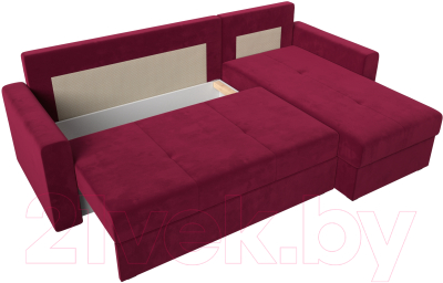 Диван угловой Лига Диванов Верона лайт правый (микровельвет бордовый)