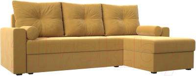 Диван угловой Лига Диванов Верона лайт правый (микровельвет желтый) - фото