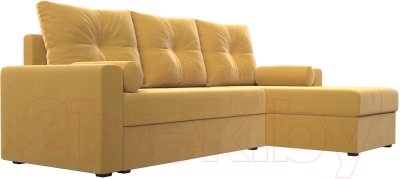 Диван угловой Лига Диванов Верона лайт правый (микровельвет желтый)
