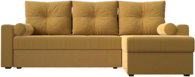 Диван угловой Лига Диванов Верона лайт правый (микровельвет желтый)