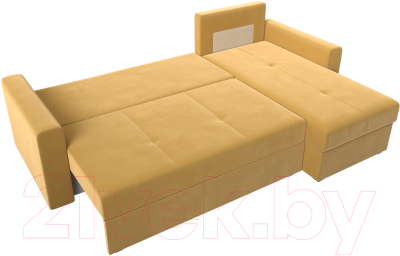 Диван угловой Лига Диванов Верона лайт правый (микровельвет желтый)