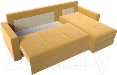 Диван угловой Лига Диванов Верона лайт правый (микровельвет желтый)