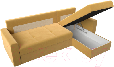 Диван угловой Лига Диванов Верона лайт правый (микровельвет желтый)