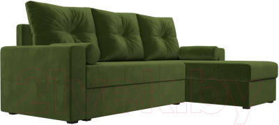 Диван угловой Лига Диванов Верона лайт правый (микровельвет зеленый)