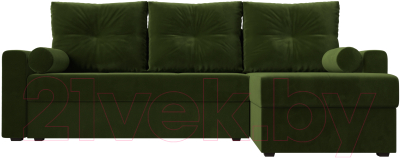 Диван угловой Лига Диванов Верона лайт правый (микровельвет зеленый)