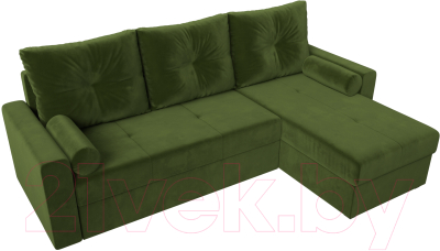 Диван угловой Лига Диванов Верона лайт правый (микровельвет зеленый)
