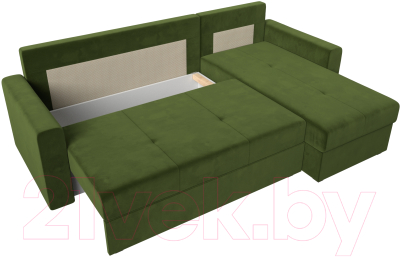 Диван угловой Лига Диванов Верона лайт правый (микровельвет зеленый)