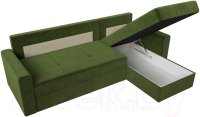 Диван угловой Лига Диванов Верона лайт правый (микровельвет зеленый)