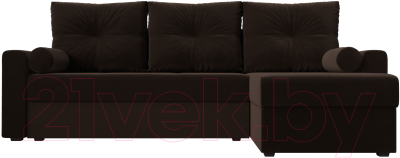 Диван угловой Лига Диванов Верона лайт правый (микровельвет коричневый)