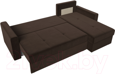 Диван угловой Лига Диванов Верона лайт правый (микровельвет коричневый)
