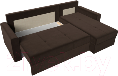 Диван угловой Лига Диванов Верона лайт правый (микровельвет коричневый)