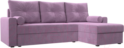 Диван угловой Лига Диванов Верона лайт правый (микровельвет сиреневый) - фото