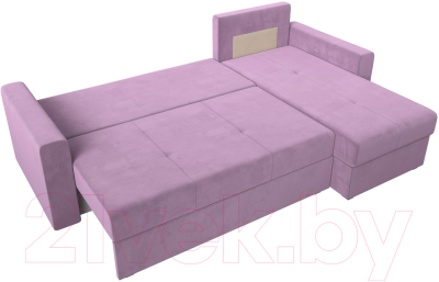 Диван угловой Лига Диванов Верона лайт правый (микровельвет сиреневый)