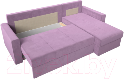 Диван угловой Лига Диванов Верона лайт правый (микровельвет сиреневый)