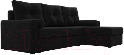 Диван угловой Лига Диванов Верона лайт правый (микровельвет черный)