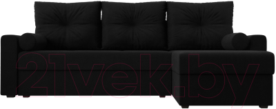 Диван угловой Лига Диванов Верона лайт правый (микровельвет черный)