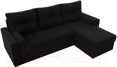 Диван угловой Лига Диванов Верона лайт правый (микровельвет черный)