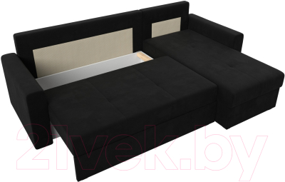 Диван угловой Лига Диванов Верона лайт правый (микровельвет черный)