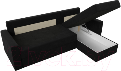 Диван угловой Лига Диванов Верона лайт правый (микровельвет черный)