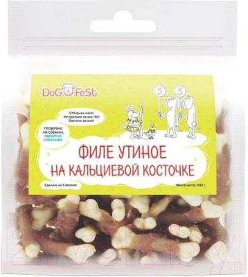 Лакомство для собак Dog Fest Филе утиное на кальциевой косточке - фото