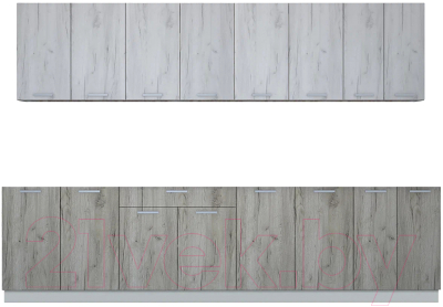 Кухонный гарнитур Интерлиния Мила Лайт 3.0 без столешницы (дуб белый/дуб серый) - фото