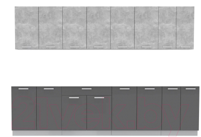 Кухонный гарнитур Интерлиния Мила Лайт 3.0 без столешницы (бетон/антрацит) - фото