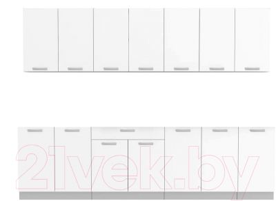 Кухонный гарнитур Интерлиния Мила Лайт 2.8 без столешницы (белый платинум) - фото