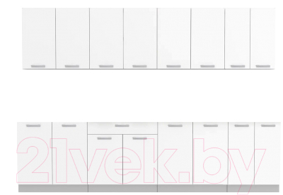 Кухонный гарнитур Интерлиния Мила Лайт 3.0 без столешницы (белый платинум) - фото