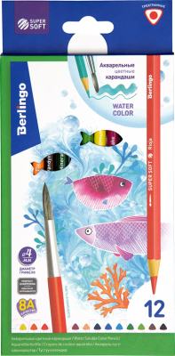 Набор акварельных карандашей Berlingo SuperSoft Рыбки / SSA1712 - фото