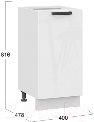 Шкаф-стол кухонный ТриЯ Детройт 1Н4 исп.2 (белый/белый глянец)