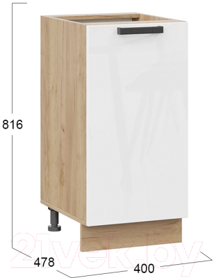 Шкаф-стол кухонный ТриЯ Детройт 1Н4 исп.2 (дуб крафт золотой/белый глянец)