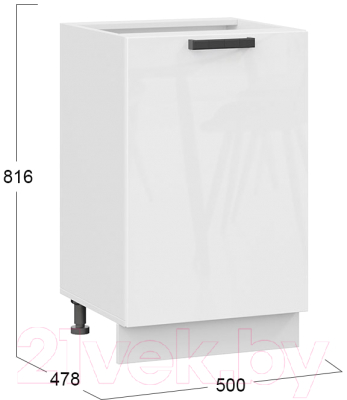 Шкаф-стол кухонный ТриЯ Детройт 1Н5 исп.2 (белый/белый глянец)