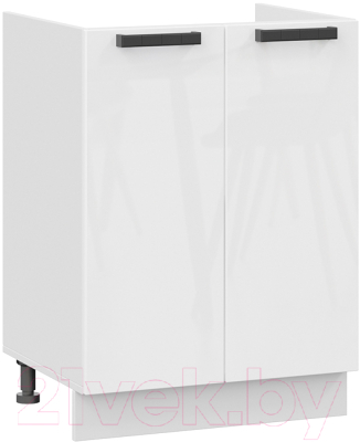 Шкаф под мойку ТриЯ Детройт 1Н6М исп.2 (белый/белый глянец) - фото