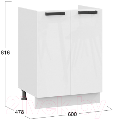 Шкаф под мойку ТриЯ Детройт 1Н6М исп.2 (белый/белый глянец)