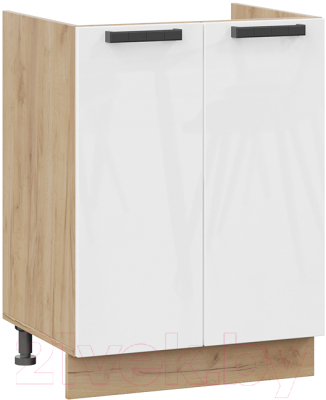 Шкаф под мойку ТриЯ Детройт 1Н6М исп.2 (дуб крафт золотой/белый глянец) - фото